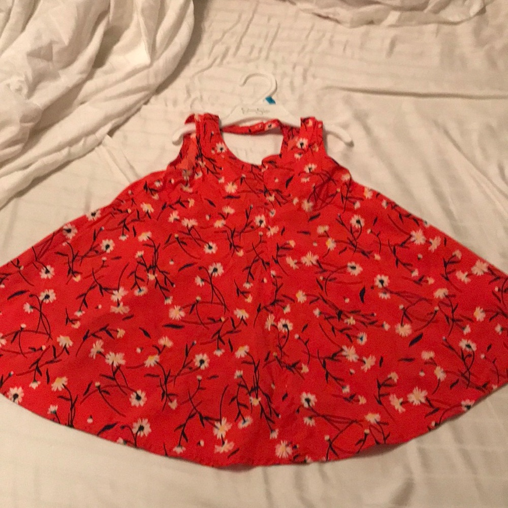 Toddler Girls red black and white dress.